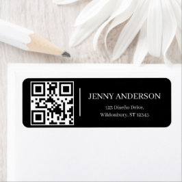 Elegante QR-code minimalistische retouradreslabels Etiket