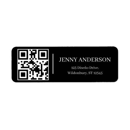 Elegante QR-code minimalistische retouradreslabels Etiket (Voorkant)