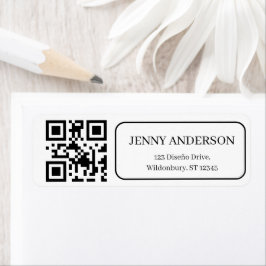 Elegante QR-code minimalistische retouradreslabels Etiket