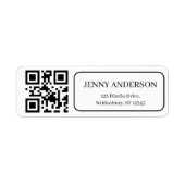 Elegante QR-code minimalistische retouradreslabels Etiket (Voorkant)