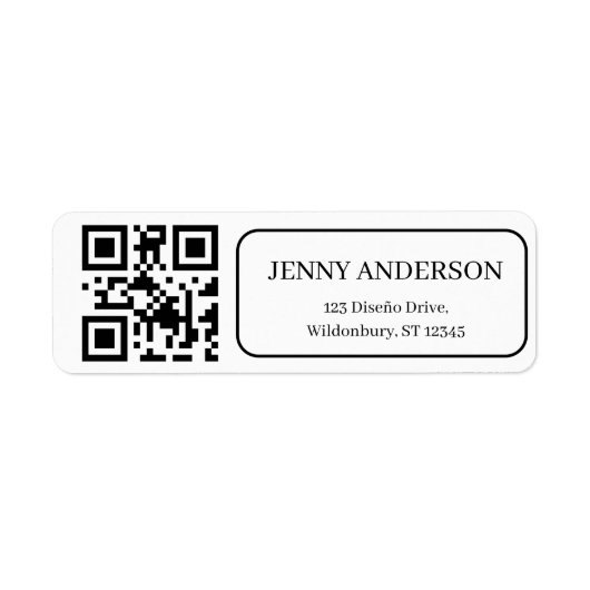 Elegante QR-code minimalistische retouradreslabels Etiket (Voorkant)