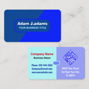 (Elegante QR-code) Modern Blauw Professioneel Visitekaartje