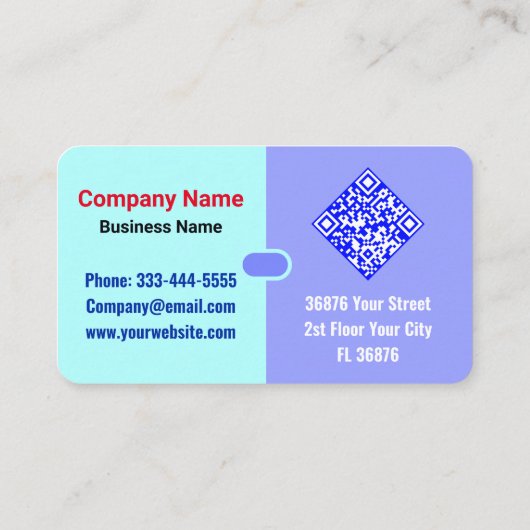 (Elegante QR-code) Modern Blauw Professioneel Visitekaartje (Achterkant)