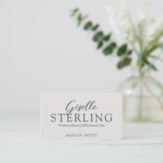 Elegante QR-code Modern Slate Grey Script Visitekaartje (Staand voorkant)