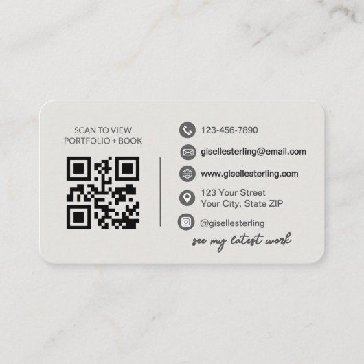 Elegante QR-code Modern Slate Grey Script Visitekaartje (Achterkant)