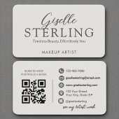Elegante QR-code Modern Slate Grey Script Visitekaartje