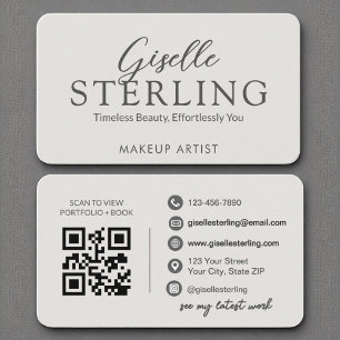 Elegante QR-code Modern Slate Grey Script Visitekaartje