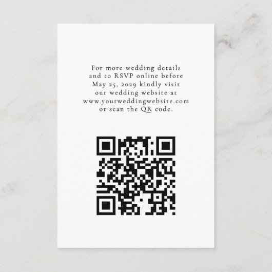 Elegante QR-code Monogram Crest Wedding Details Informatiekaartje (Achterkant)