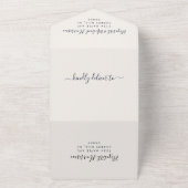 Elegante QR-code Navy Trouwreceptie All In One Uitnodiging (Buitenkant)