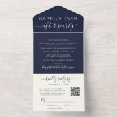 Elegante QR-code Navy Trouwreceptie All In One Uitnodiging (Binnen)