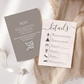 Elegante QR Code Online RSVP Trouwtijdlijn Blush Informatiekaartje