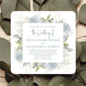 Elegante QR Code Online RSVP Waterverf Blauwe Roze Kaart