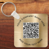 Elegante QR-code promotionele goud Sleutelhanger (Voorkant)