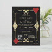 Elegante QR-code Roaring Twenties Gouden Art Deco  Kaart (Staand voorkant)