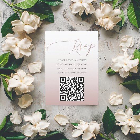 Elegante QR Code Roos Goud Eenvoudige RSVP bruilof