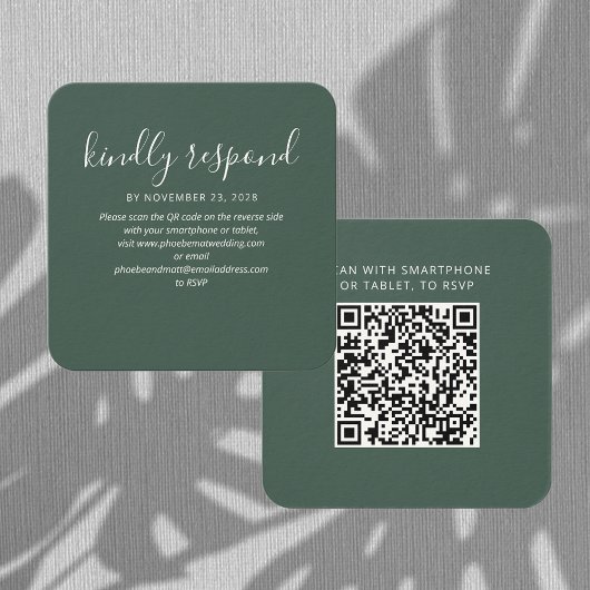 Elegante QR Code RSVP en de Kaart van de Huwelijks