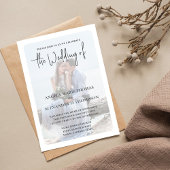 Elegante QR Code RSVP Foto Blauw Bloemen Eenvoudig Kaart