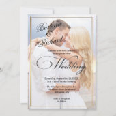 Elegante QR-code RSVP Foto Moderne bruiloft Kaart (Voorkant)