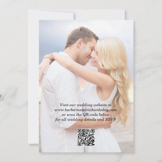 Elegante QR-code RSVP Foto Moderne bruiloft Kaart (Achterkant)