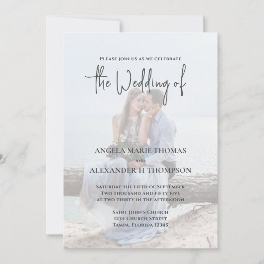 Elegante QR-code RSVP-fotosjabloon Kaart (Voorkant)