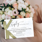 Elegante QR Code RSVP Online Stoffig Blauw Bloemen Informatiekaartje