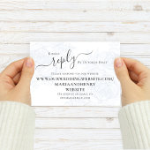 Elegante QR Code RSVP Online Stoffig Blauw Bloemen Informatiekaartje