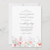 Elegante QR-code RSVP-tuinbruiloft met wilde bloem Kaart (Voorkant)