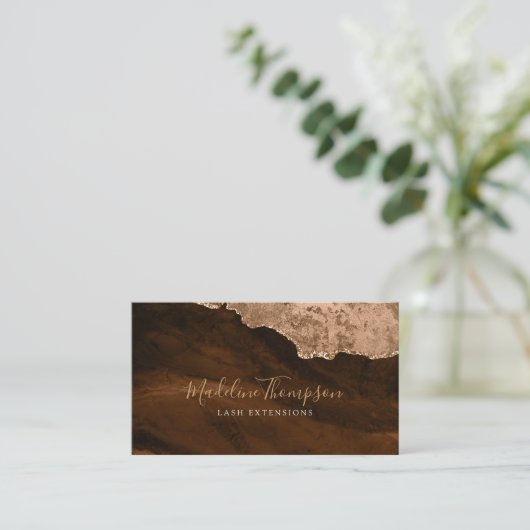 Elegante QR Code Rust Goud Marmeren Agaat Geode Visitekaartje (Staand voorkant)