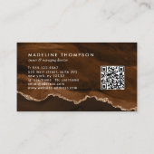 Elegante QR Code Rust Goud Marmeren Agaat Geode Visitekaartje (Achterkant)