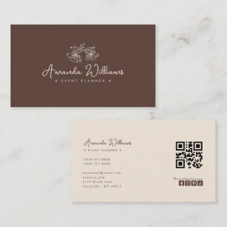 Elegante QR-code sociale media bruine visitekaart Visitekaartje