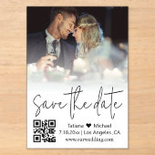 elegante qr-code trendy script foto save the date acryl uitnodigingen (Voorkant)