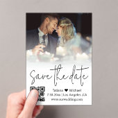 Elegante QR Code Trendy Script Foto Sla de datum o Acryl Uitnodigingen (Insitu (Draagbaar))