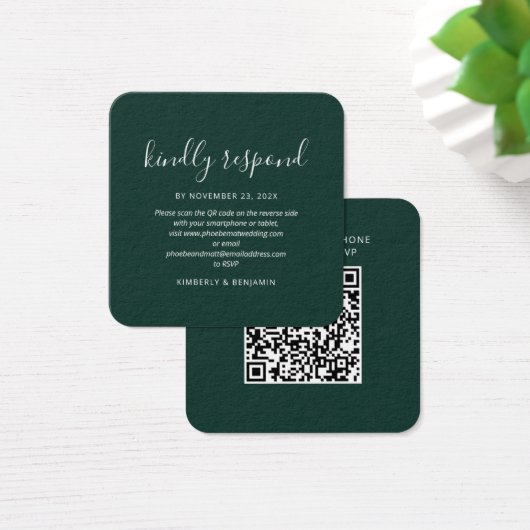 Elegante QR-code trouw-RSVP kaart (Bureau)