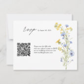 Elegante QR-code trouw RSVP kaart met wilde bloeme (Voorkant)