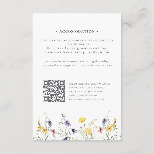 Elegante QR Code Trouwdetails Accommodatie Informatiekaartje (Achterkant)