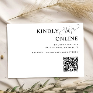 Elegante QR Code Trouwen RSVP Online, Script, Kraf Informatiekaartje