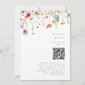 Elegante QR-code trouwkaart met bloementuin Kaart (Achterkant)