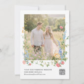Elegante QR-code trouwkaart met wilde bloemen Save The Date (Achterkant)