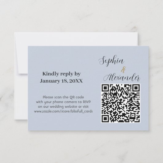 Elegante QR-code trouwkaart - Trouwen RSVP Kaartje (Achterkant)