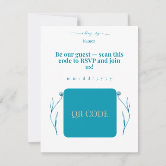 Elegante QR-code trouwuitnodiging Minimalistische  (Voorkant)