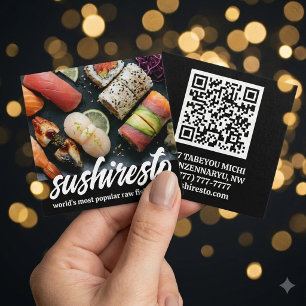 Elegante QR-code voor Aziatisch restaurant Vierkante Visitekaartje
