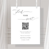Elegante QR Code Wedding Zitplaatsen Plan Sign Poster