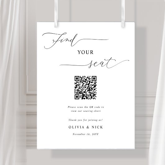 Elegante QR Code Wedding Zitplaatsen Plan Sign Poster