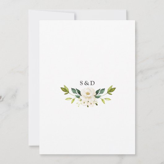 Elegante QR-code witte bloemen gouden bruiloft  Kaart (Achterkant)