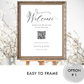 Elegante QR Code Zitplan Trouwen Welkomstbord Poster
