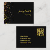 Elegante qr code zwart en goud modern visitekaartje (Voorkant / Achterkant)