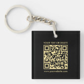 Elegante QR-code zwart & goud dubbelzijdig vierkan Sleutelhanger (Voorkant)
