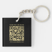 Elegante QR-code zwart & goud dubbelzijdig vierkan Sleutelhanger (Achterkant)