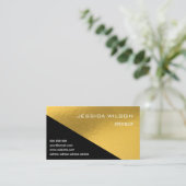 Elegante QR code zwart goud folie visitekaartje (Staand voorkant)