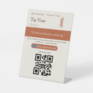 Elegante QR-codebord voor uw Barista Venmo-fooi Reclamebord Met Voetstuk